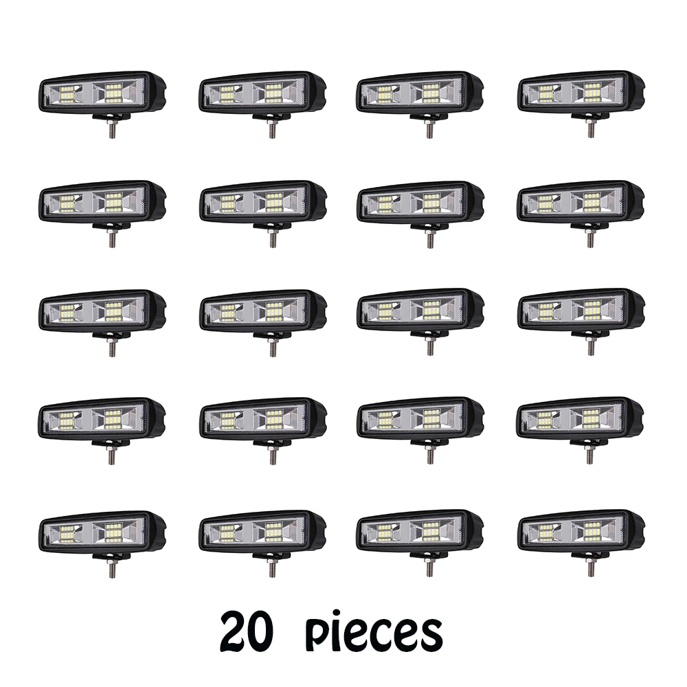 

ECAHAYAKU 20pcs Slim 6" LED Work Light Bar 24W IP68 Waterproof 6000K for Off-road Vehicles Trucks Engineering Vehicles Car Lamp