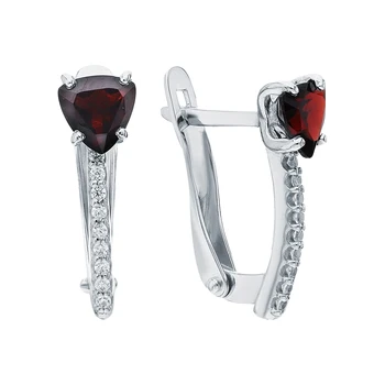 

Silver earrings with cubic zirconia and Garnet sunlight sample 925