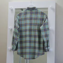 Plaid Shirt Tops Long-Sleeve Office Women Coat Loose Ladies Karsany And