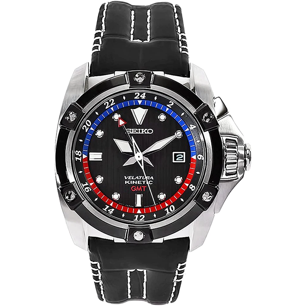 Seiko Kinetic Velatura Gmt Sun013p1 Men's Watch With Sapphire Crystal,  Reserve Indicator And Wr. 100 Meters - Quartz Wristwatches - AliExpress
