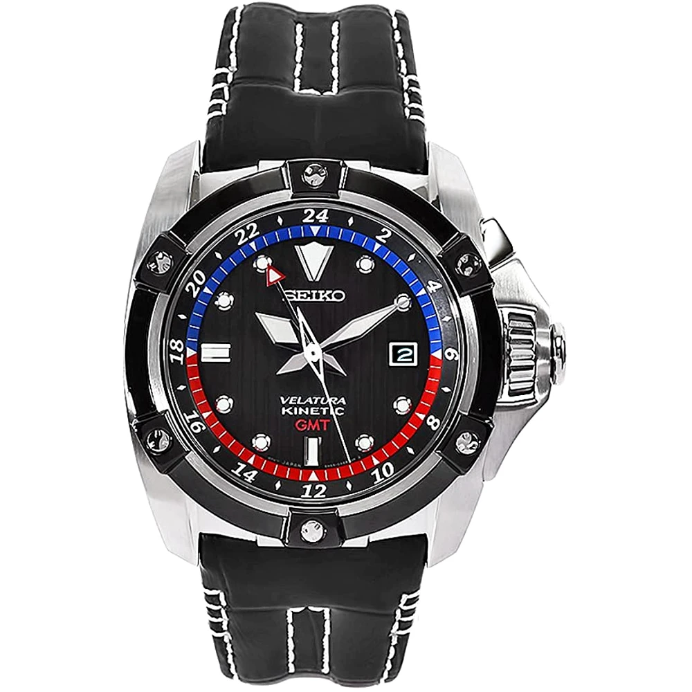 Seiko Kinetic Velatura Gmt Sun013p1 Men's Watch With Sapphire Crystal,  Reserve Indicator And Wr. 100 Meters - Quartz Wristwatches - AliExpress