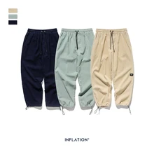 Мужские зимние вельветовые штаны для бега, чистый цвет, Свободные Мужские штаны для бега, вельветовые штаны с эластичной резинкой на талии 93345W