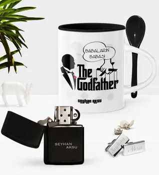 

Personalized Babaların Father With Spoon Cup Cigarette Lighter Cufflink Seti-3