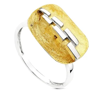 

18k solid gold ring bicolor shuttle [AB3096]