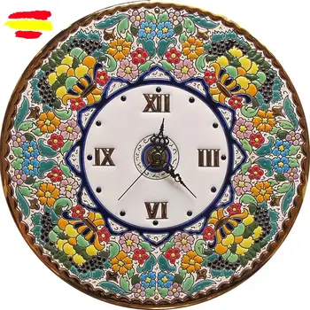 

Ceramic clock Spanish's 29 cm./11.4 in. diameter-Glazed up handmade-24 k gold-ARTECER-Home & Decoration-