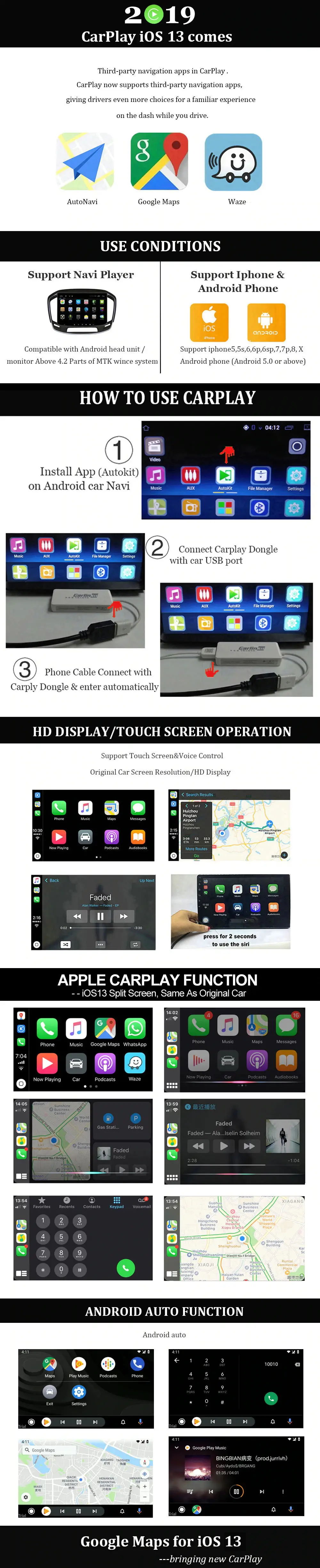 Carlinkit USB Smart Link Apple CarPlay Dongle для Android навигационный плеер мини USB Carplay Stick с Android Auto