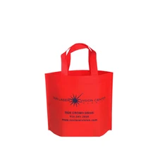 500 шт./лот, многоразовая красная сумка для покупок из нетканого материала, без боков, переработанная сумка для супермаркета, продуктовая сумка с ручками