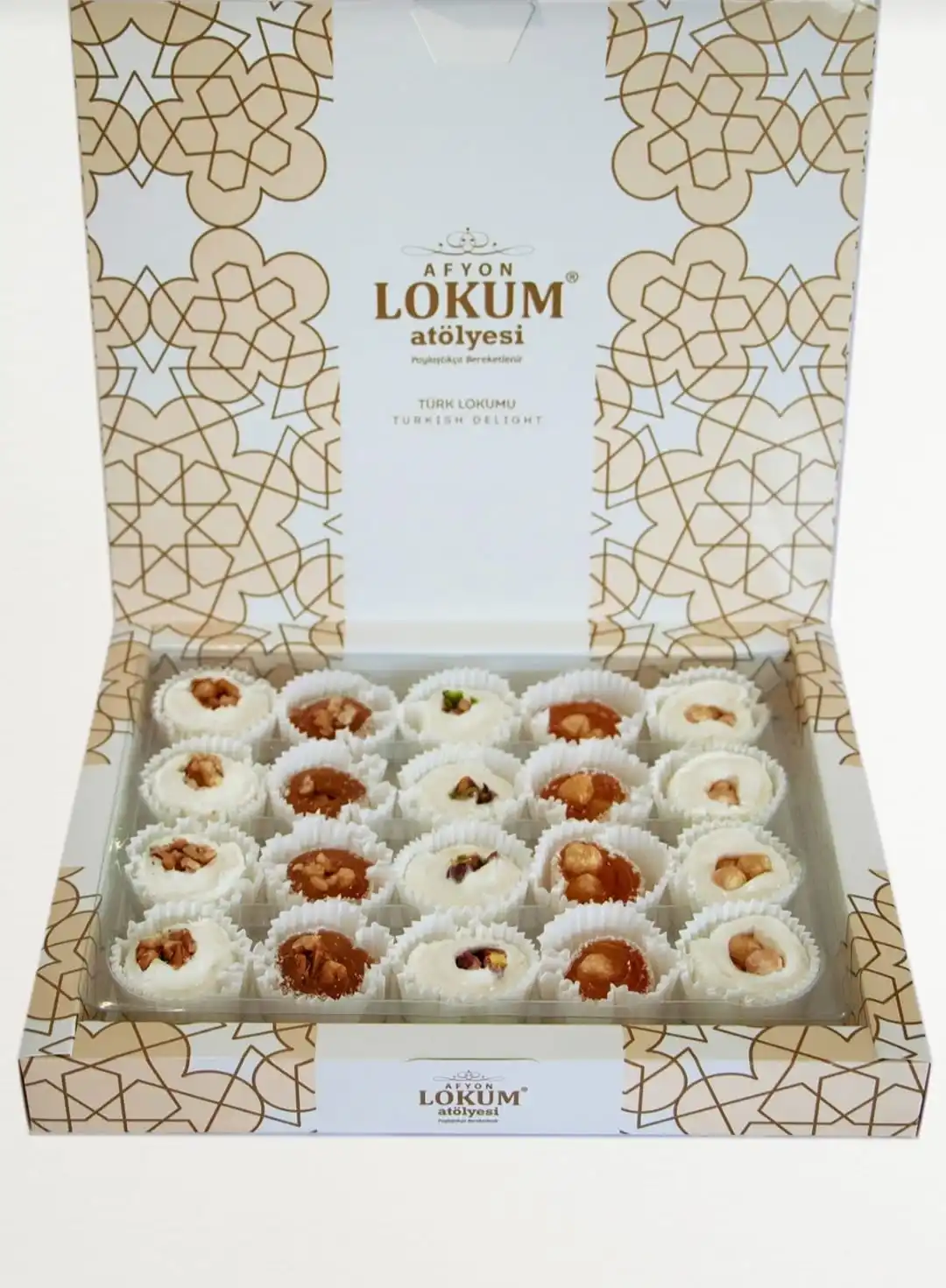 Delight turco tradicional, Delicioso delicias Delicadas y frescas mezcladas con galletas Envuelta, 500 gr.