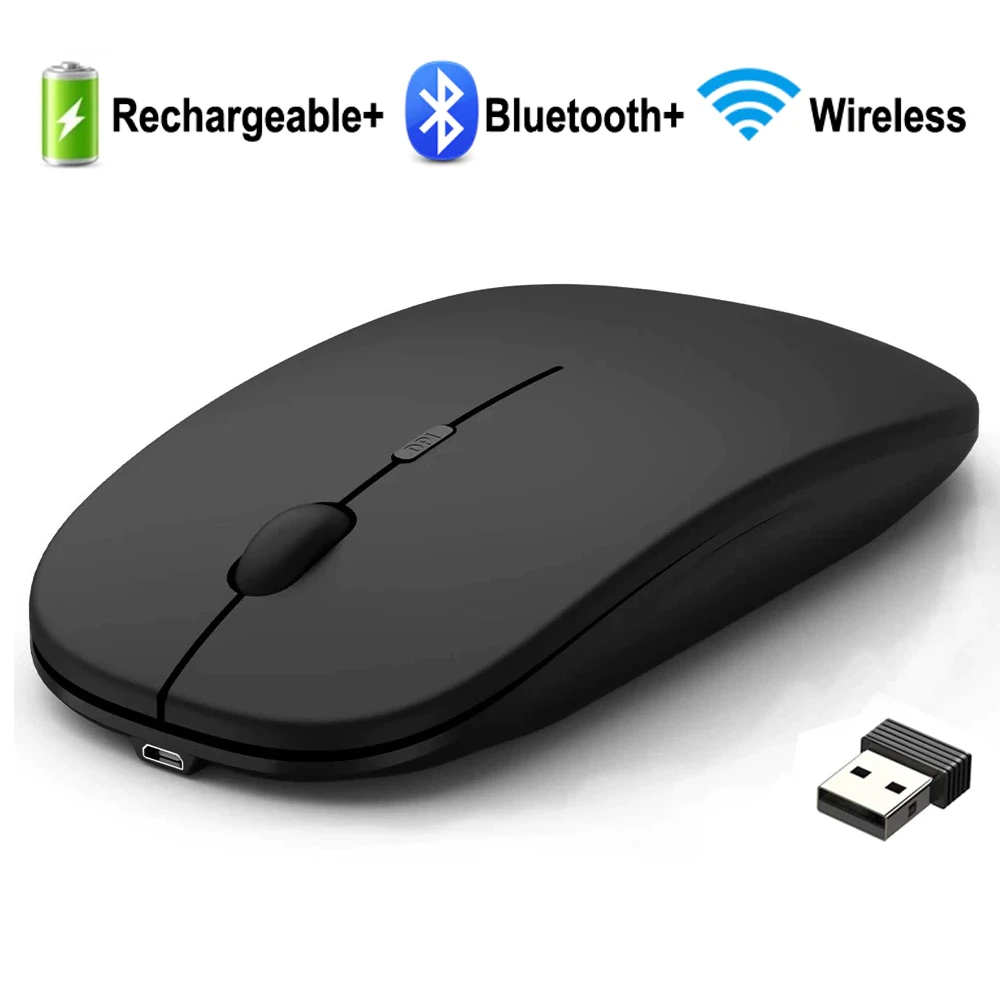 led gaming mouse Rechargeable Wireless Bluetooth Mouse For Computer PC iPad Mouse Dual Modes Bluetooth + USB Wireless Mouse 3 Mode Adjustable DPI white computer mouse