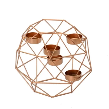 

Candelabra for 5 candles. Manufactured in METAL. Copper COLOR. Shape HEXAGONO. Dimen long 19cm x width 19cm x High 17cm.
