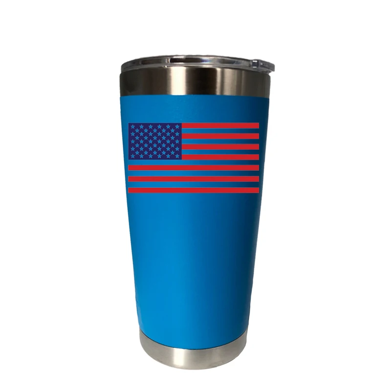 20 oz sky blue Американский флаг 30 унций стакан дорожная Автомобильная кружка с двойными стенками Изолированная вакуумная фляжка термос из нержавеющей стали термос для воды, кофе чашка - Цвет: 20 oz sky blue