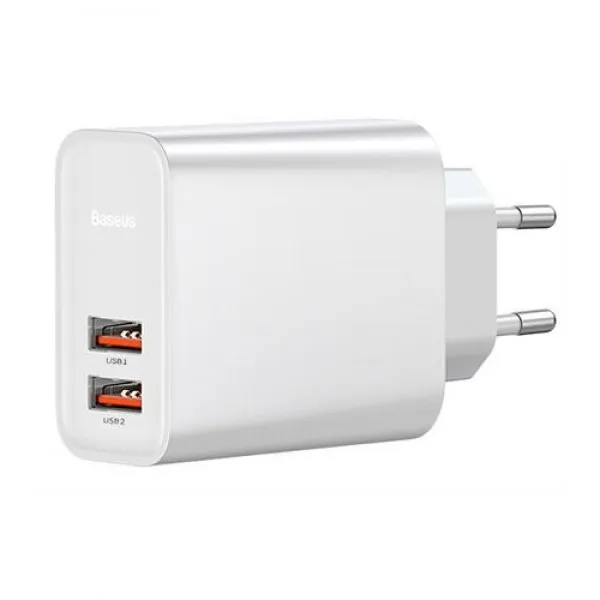Сетевое зарядное устройство Baseus Speed Dual QC3.0 Quick charger U+U 30W EU CCFS-E02(Белый