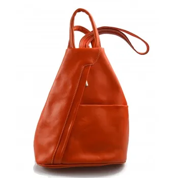 

Leather backpack ladies mens leather travel bag weekender sports bag orange