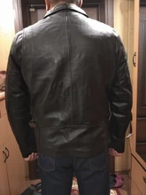 Chaqueta de cuero de vaca para hombre, abrigo de piel de vaca, grueso, de calidad, Estilo vintage, regalo, envío gratis