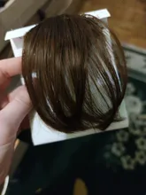 XINRAN-flequillo postizo de pelo sintético, extensión de cabello con Clip, flequillo de aire, negro y marrón