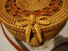 Gusure-Bolso de mimbre tejido para mujer, bandoleras cruzadas hechas a mano de verano para la playa, pequeñas, de hombro redondo de paja