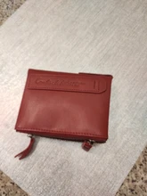 Cartera de piel auténtica para mujer, billetera biplegable, tarjetero de identificación rojo, monedero con doble cremallera, pequeño, 2021