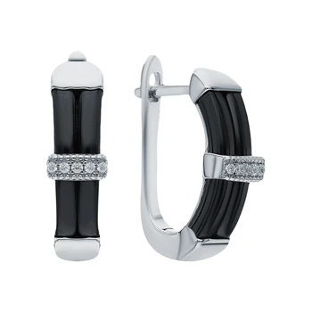 

Silver earrings with ceramics and cubic zirconia sunlight