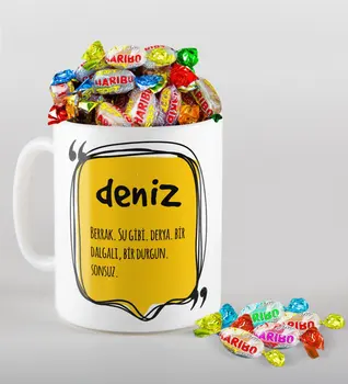 

Personalized Name Meaning Mug and Haribo Fruitbons Candy Gift Seti-2