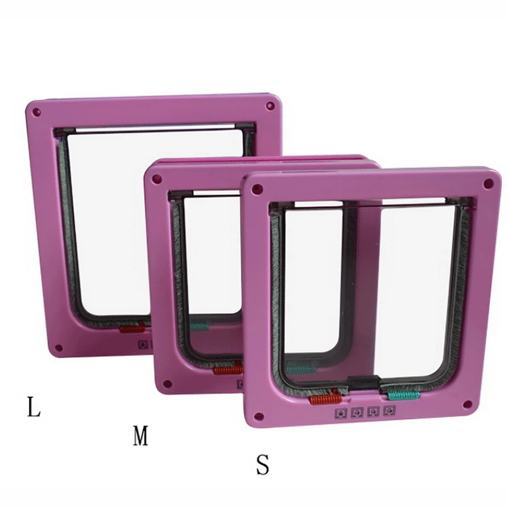 4 Way Intelligent Control Cat Door Pet Cat Puppy Dog Gates Door Lock Lockable Safe Flap Small Pet Dog Gate Supplies