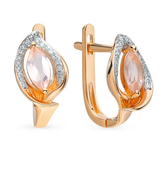 

Gold earrings with quartz and diamonds sunlight sample 585