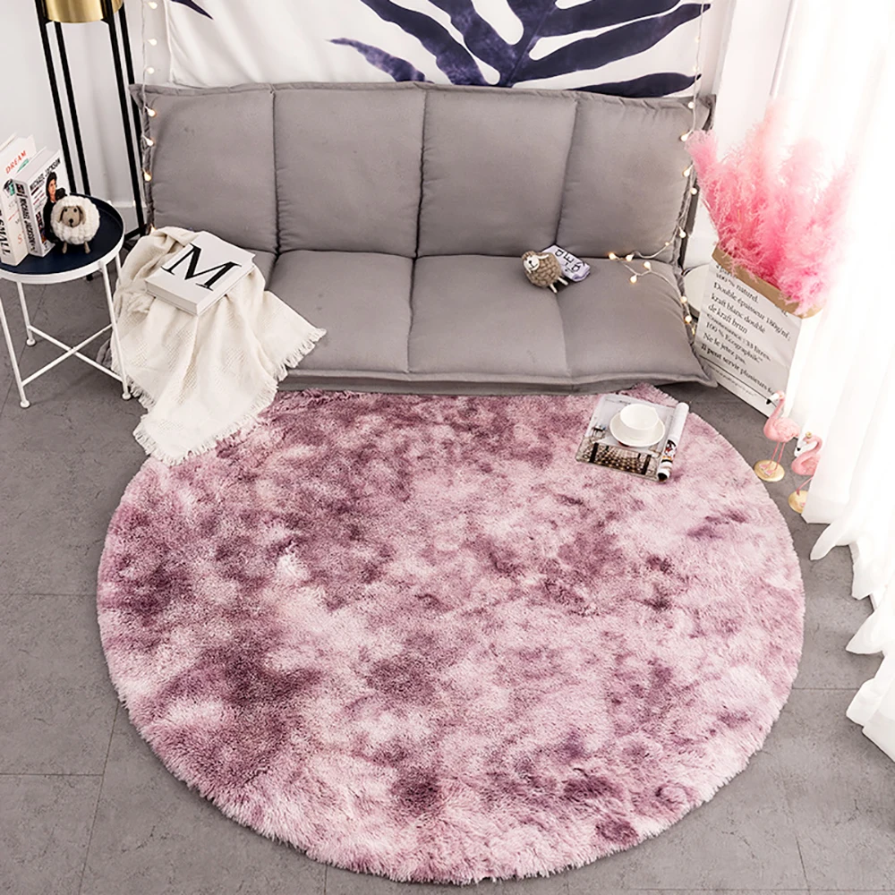 

2020 Modern Round Carpet Bedroom Living Room Plush Rug Shaggy Soft Carpet Nordic Ins Style Faux Fur Rug Hanging Basket Mat