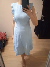 VITIANA-vestido Midi informal para mujer, vestido largo Midi liso en blanco y azul con encaje, sin mangas, elegante para fiesta de verano, 2018