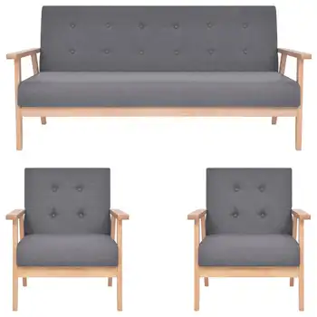 

3 PCs dark gray sofa fabric sofa sets