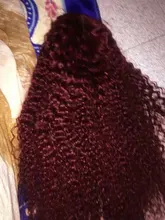 Pelucas frontales de encaje de cabello humano Borgoña, prearrancadas, rizadas, con encaje frontal, densidad completa del 200%, 99j pelo rizado, nudos blanqueados