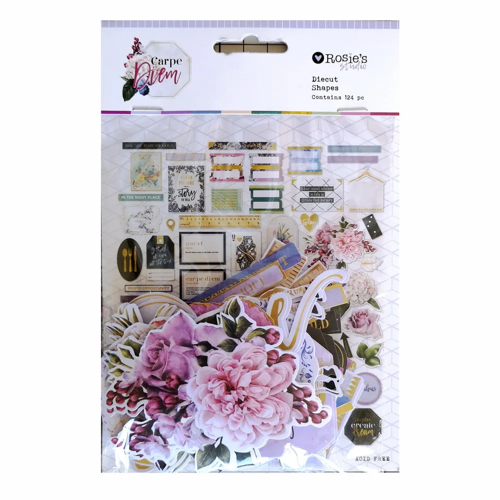 

CRZCrafter Paper Diecut Shapes Ephemera Printed Foil Designs Embellishments 124pcs Scrapbooking Cardmaking Journal Decorations