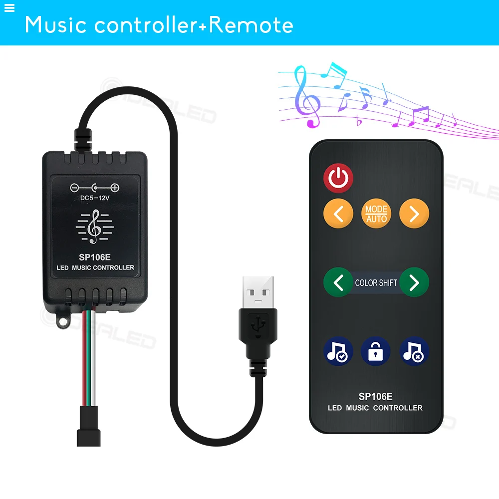 MUSIC CONTROLLER SET Датчик звука Радиочастотный пульт Светодиодная лента 5 в 150 светодиодов изменение цвета Музыкальный контроллер usb для ТВ фоновая лента окружающий свет - Испускаемый цвет: MUSIC CONTROLLER SET