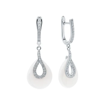 

Silver earrings with ceramics and cubic zirconia sunlight sample 925