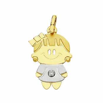 

Pendant 18k gold two tone 22mm. Girl cubic zirconia