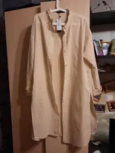 Tunic Tops Shirts Cardigan Linen Lapel Long-Sleeve ZANZEA Vintage Plus-Size Casual Cotton