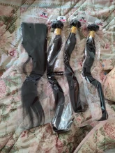 Mechones de pelo liso de 30 pulgadas con cierre, pelo brasileño tejido, 3 / 4 mechones con cierre, extensión de cabello humano