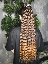 Anjo Plus RYLAI-extensiones de pelo rizado mechones, pelo sintético, 300g, para cabeza completa, 26-30 pulgadas, negro, marrón, degradado