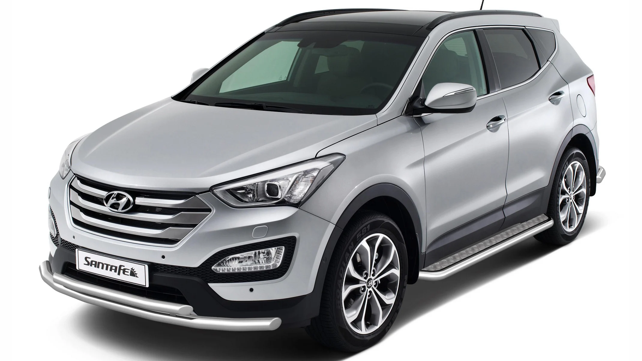 Пороги для Hyundai Santa Fe 3 2012- подножки из нержавеющей стали со штатными креплениями