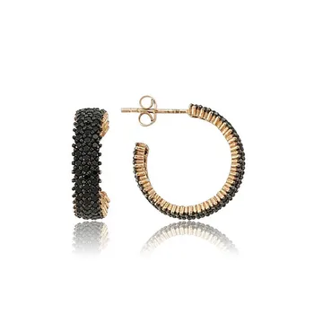 

Teleplus Silver Three Row Black Tamtur Earrings