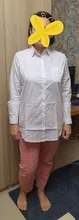 White Blouse Button-Shirt Tunics Cotton Long-Tops Plus-Size Feminine