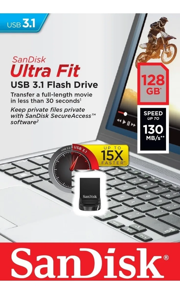SanDisk Ultra Fit 3,1 de 128 GB con hasta 130 МБ/с