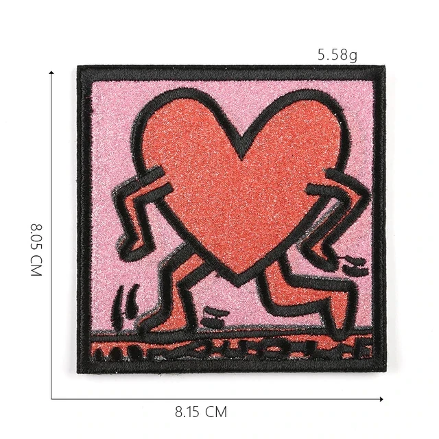 Walk Heart Уличная рука Поп Арт патч Кит Харинг 1980-х Статуя Свободы не видеть злой ножницы Радуга Сердце квир Семейные патчи аппликация - Цвет: Walk Heart
