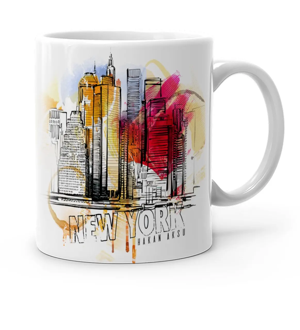 Personalized New York Design White Mug Cup-1 | Дом и сад