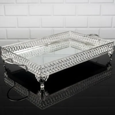 

Чудесный подарок на свадьбу, День матери, день рождения, потрясающее украшение, большая модель LuLu, зеркальный поднос серебряного цвета