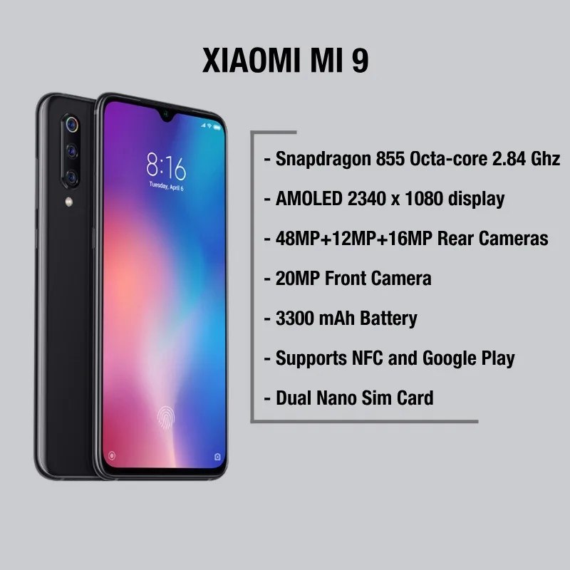 Глобальная версия Xiaomi Mi 9 64 Гб ROM 6 Гб RAM(абсолютно новая/запечатанная) mi 9, mi 9