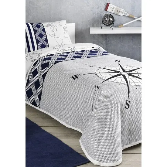 

YOUR WONDERFUL COVER Single Young Fashion Pique Set-Navi Navy Blue Cover Set