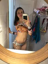 Bikini de manga larga con estampado de tigre para mujer, traje de baño de dos piezas con estampado de tigre para surfear, con realce, para verano, 2021