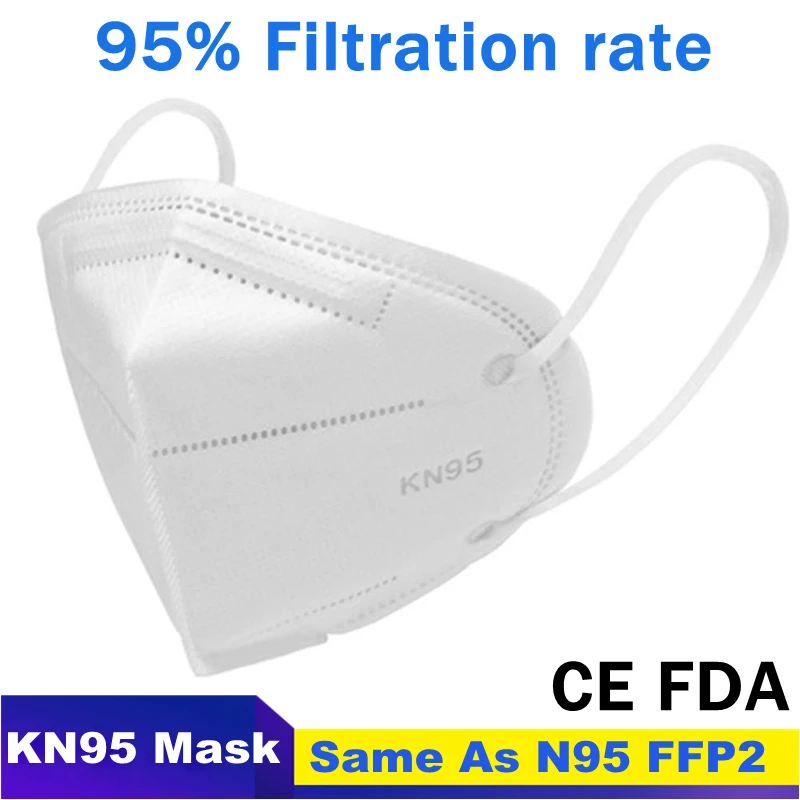 

KN95 N95 Mask CE FAD Certification Face Mask Respirator FFP2 Mouth Masks Anti Pollution PM2.5 Protective 95% Filtration Adult
