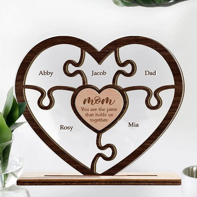 Mother's Day Puzzle Piece Heart Plaque | Personalize Mother's Day Gift|  Mother's Day Gift