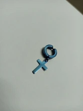 Pendientes Piercing falsos de acero inoxidable para mujer y hombre, pendientes sin perforación, Cruz, gótico, Punk, Rock, 1 unidad