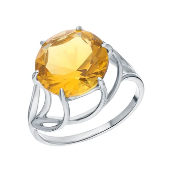 

Silver ring with citrine synthetic sunlight sample 925